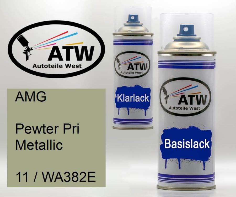 AMG, Pewter Pri Metallic, 11 / WA382E: 400ml Sprühdose + 400ml Klarlack - Set, von ATW Autoteile West.